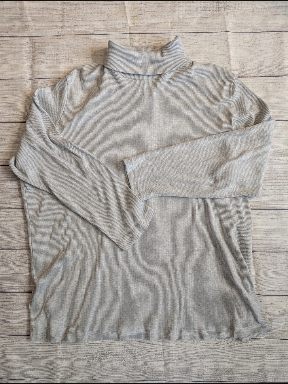 Woman Within Long Sleeve Heather Gray Ribbed Turtleneck Top Size 2X